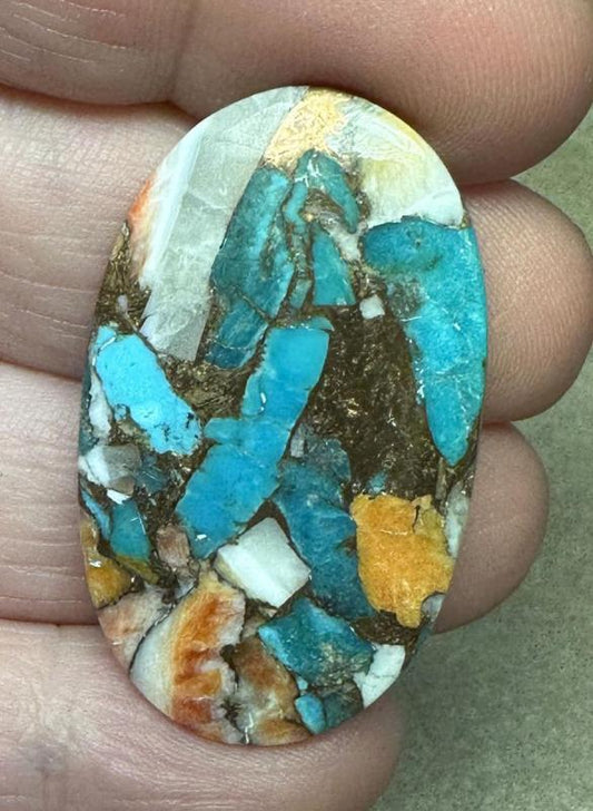 Oval 39x23mm Spiny Oyster Turquoise Cabochon 69