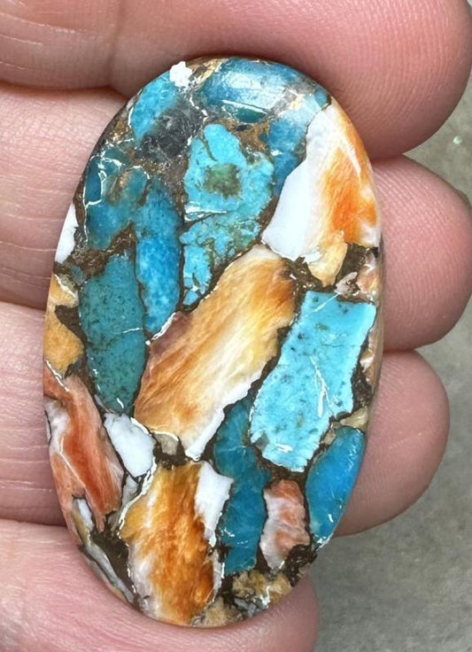 Oval 39x22mm Spiny Oyster Turquoise Cabochon 71