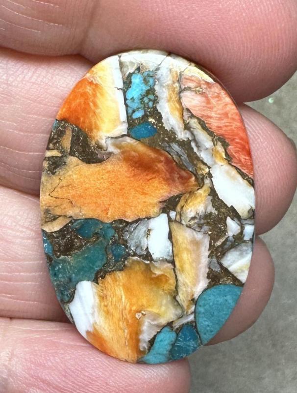 Oval 35x23mm Spiny Oyster Turquoise Cabochon 75