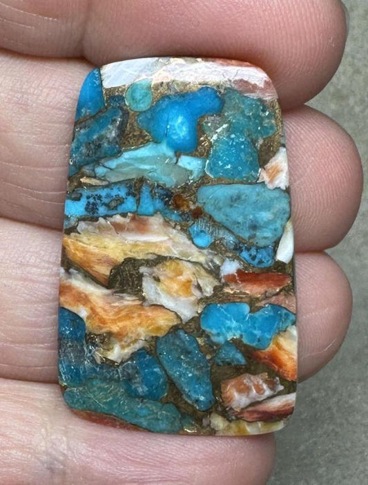Freeform 36x23mm Spiny Oyster Turquoise Cabochon 78