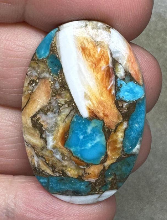 Oval 36x24mm Spiny Oyster Turquoise Cabochon 80