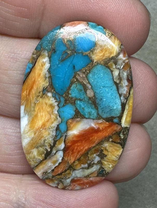 Oval 37x24mm Spiny Oyster Turquoise Cabochon 82