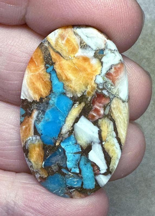 Oval 38x23mm Spiny Oyster Turquoise Cabochon 83