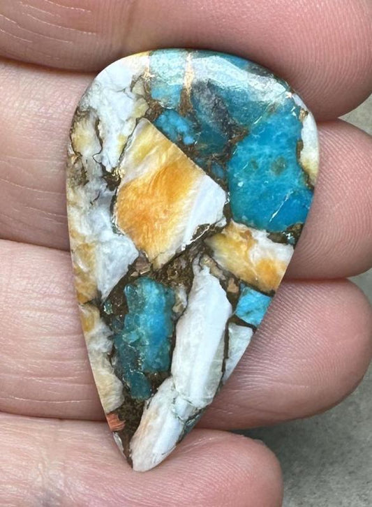 Teardrop 40x22mm Spiny Oyster Turquoise Cabochon 85