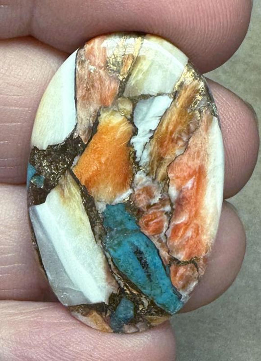Oval 35x22mm Spiny Oyster Turquoise Cabochon 86