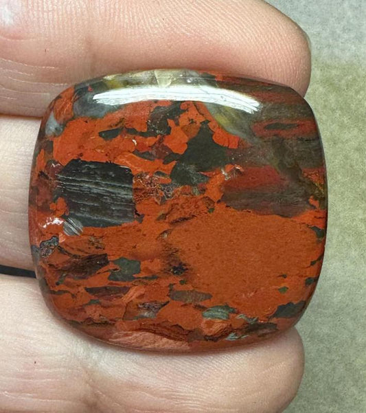 Square 32x32mm Brecciated Red Jasper Cabochon 06