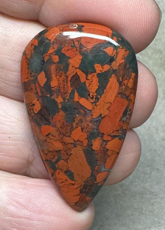 Teardrop 39x23mm Brecciated Red Jasper Cabochon 10