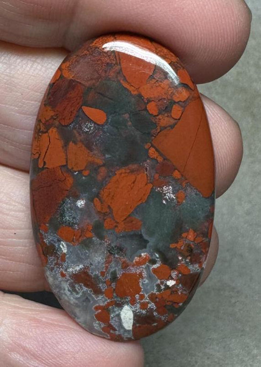 Oval 42x25mm Brecciated Red Jasper Cabochon 13