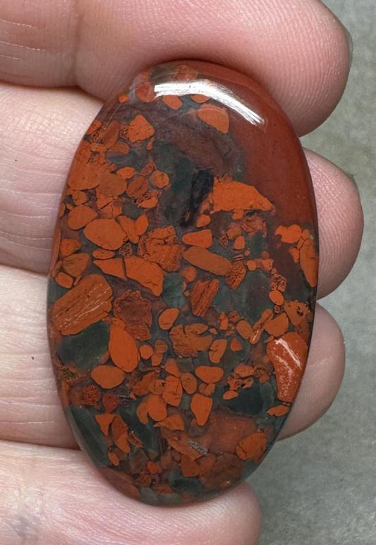 Oval 41x24mm Brecciated Red Jasper Cabochon 14