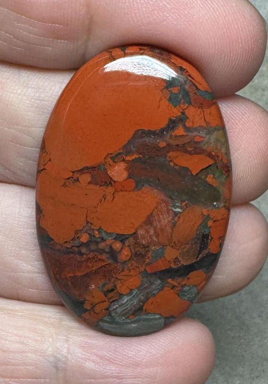 Oval 40x26mm Brecciated Red Jasper Cabochon 16