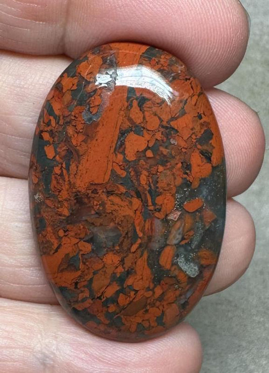 Oval 40x26mm Brecciated Red Jasper Cabochon 19
