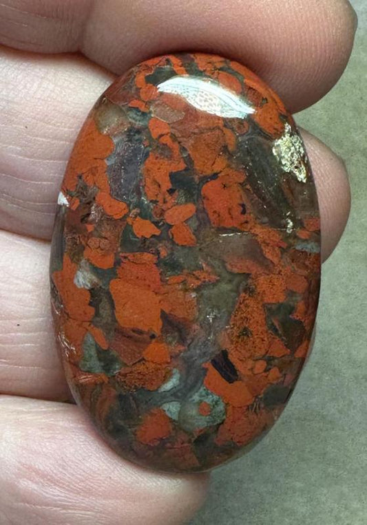 Oval 40x24mm Brecciated Red Jasper Cabochon 22