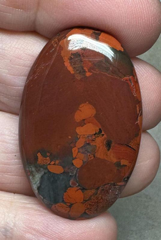 Oval 38x24mm Brecciated Red Jasper Cabochon 24