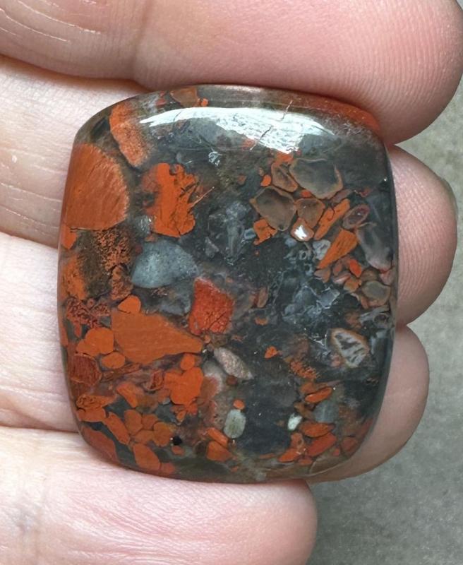 Rectangle 30x25mm Brecciated Red Jasper Cabochon 25