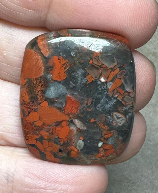 Rectangle 30x25mm Brecciated Red Jasper Cabochon 25
