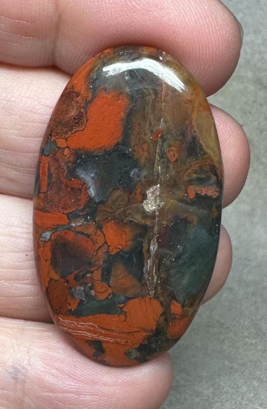 Oval 43x25mm Brecciated Red Jasper Cabochon 30