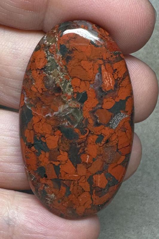 Oval 46x26mm Brecciated Red Jasper Cabochon 31