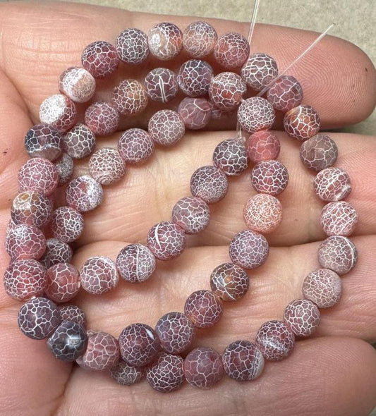 14 inch 6mm Round Crackle Agate Bead String