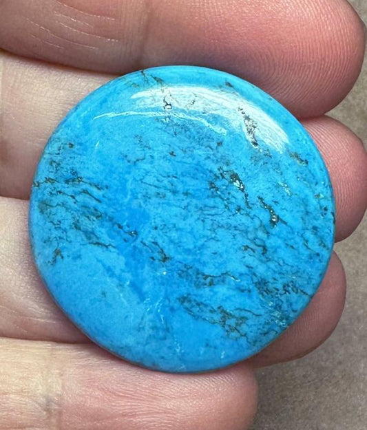 Round 32x32mm Feroza Turquoise Cabochon 15