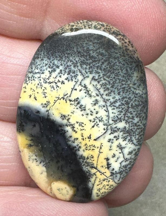 Oval 33x23mm Sunset Coloured Dendritic Opal Cabochon 91