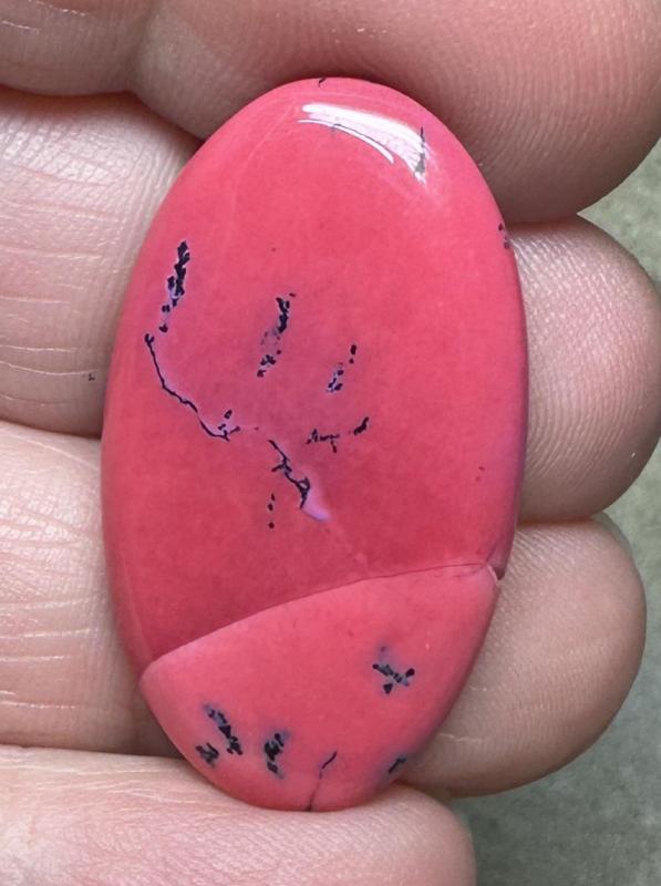 Oval 34x19mm Red Coloured Dendritic Opal Cabochon 98