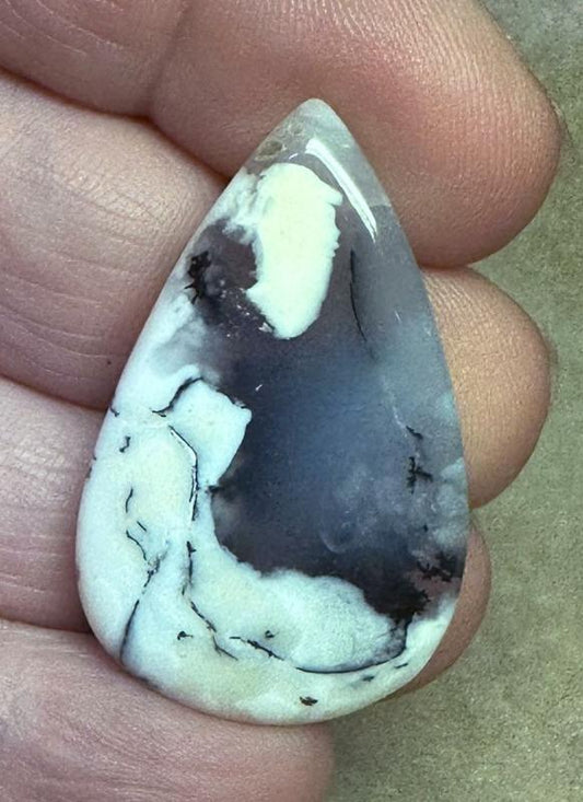 Teardrop 38x23mm Dendritic Opal Cabochon 09