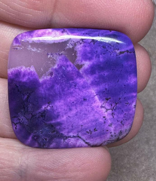 Rectangle 31x30mm Purple Coloured Dendritic Opal Cabochon 115