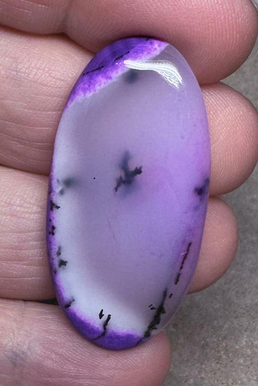 Oval 42x20mm Purple Coloured Dendritic Opal Cabochon 121