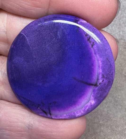 Round 39x39mm Purple Coloured Dendritic Opal Cabochon 124