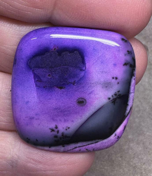 Rectangle 32x30mm Purple Coloured Dendritic Opal Cabochon 128