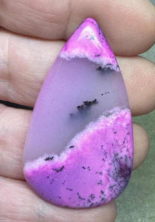Teardrop 49x28mm Fuchsia Coloured Dendritic Opal Cabochon 132