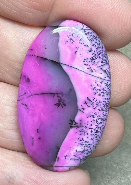 Oval 41x24mm Fuchsia Coloured Dendritic Opal Cabochon 137