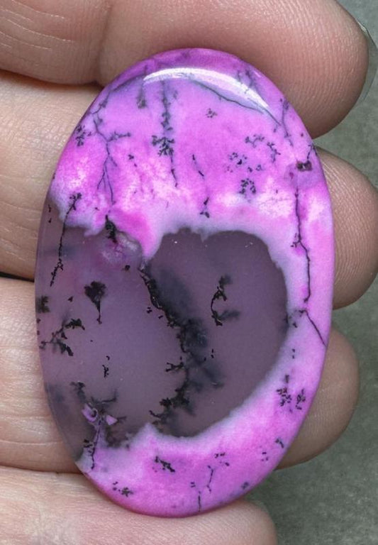 Oval 43x26mm Fuchsia Coloured Dendritic Opal Cabochon 139