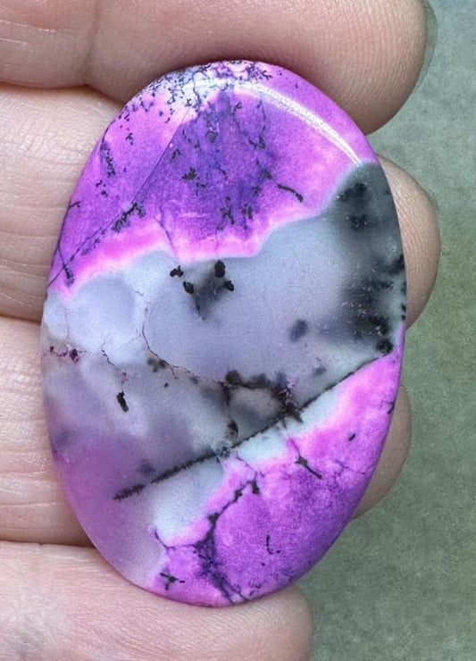 Oval 41x26mm Fuchsia Coloured Dendritic Opal Cabochon 147