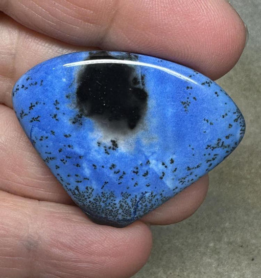Teardrop 31x40mm Blue Coloured Dendritic Opal Cabochon 160