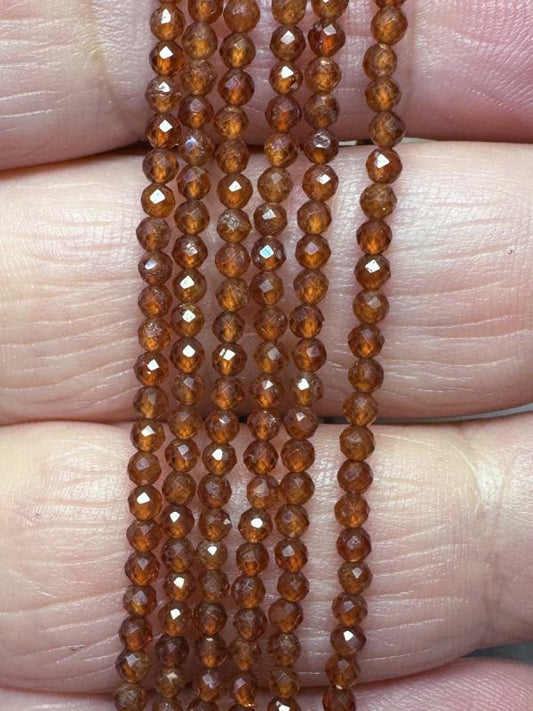 12 inch 2mm Round Faceted Topaz Bead String
