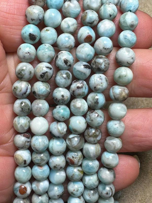 15 inch 6mm Round Larimar Bead String