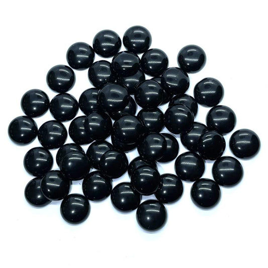 Single Round 12mm Black Agate Cabochon