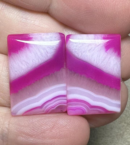 Rectangle 21x14mm Coloured Agate Cabochon Pair 16