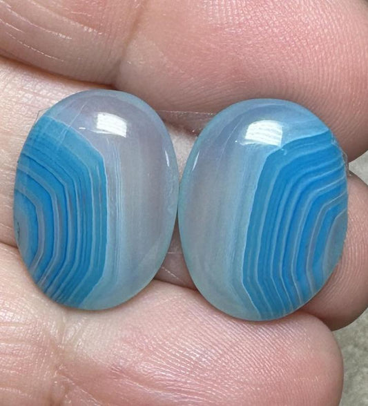 Oval 18x13mm Coloured Agate Cabochon Pair 31