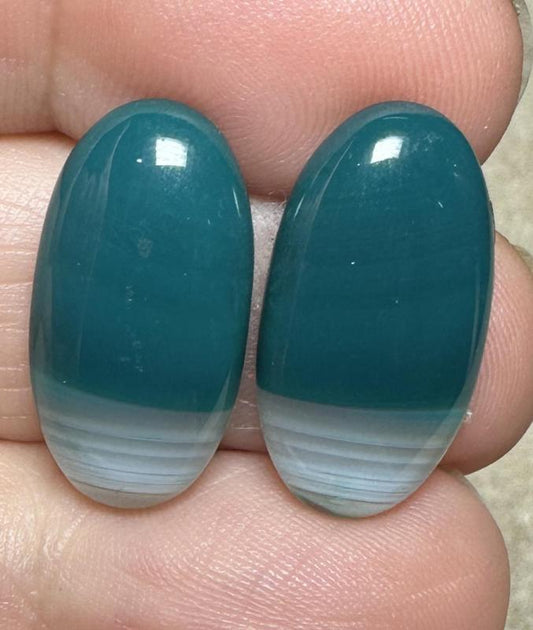 Oval 21x11mm Coloured Agate Cabochon Pair 33