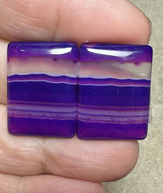 Rectangle 24x17mm Coloured Agate Cabochon Pair 41