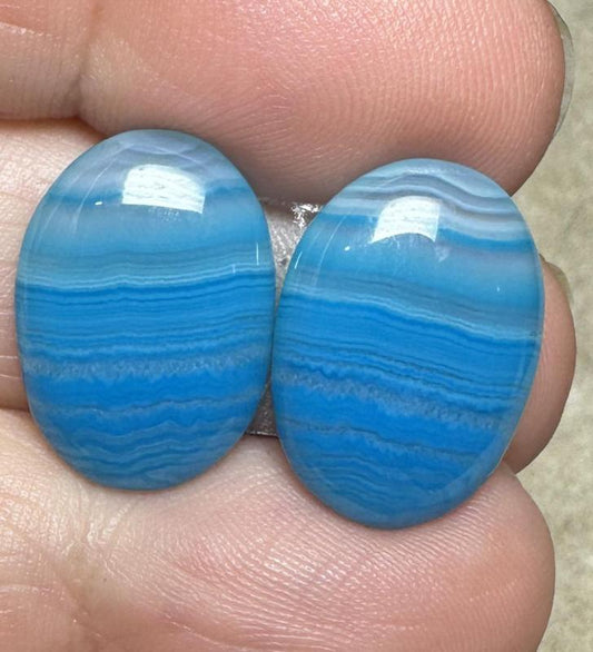 Oval 18x13mm Coloured Agate Cabochon Pair 48