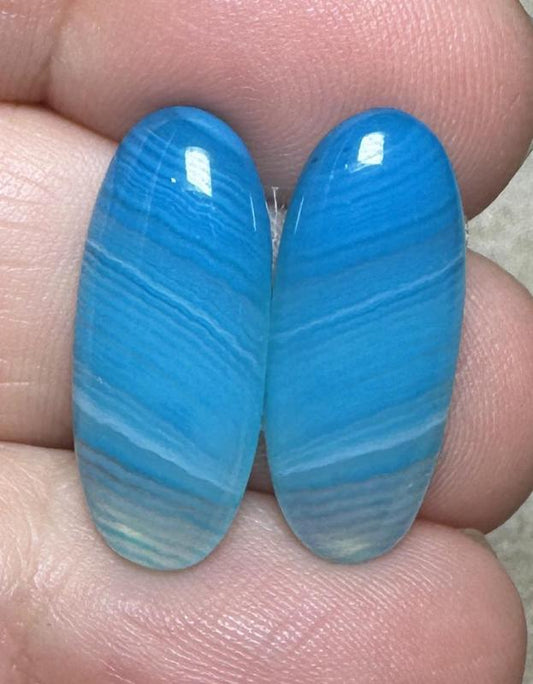 Oval 21x9mm Coloured Agate Cabochon Pair 53