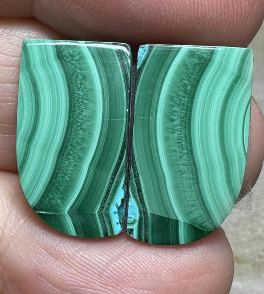 Freeform 20x11mm Malachite Chrysocolla Cabochon Pair 04