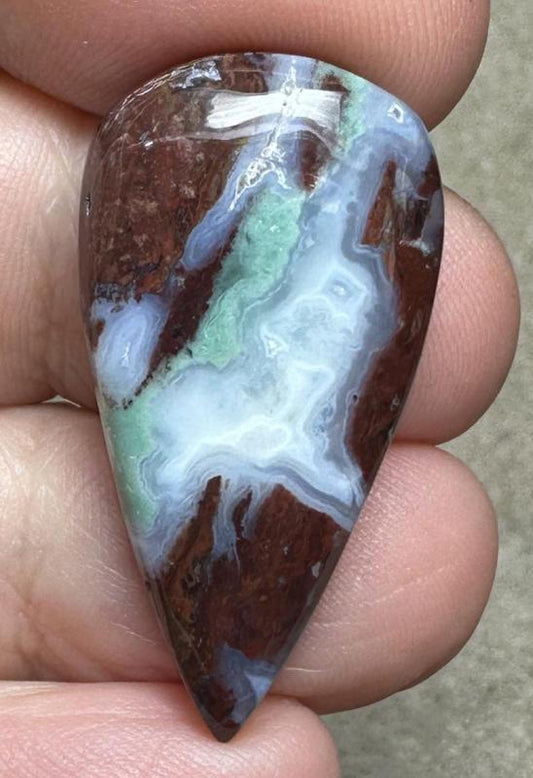 Teardrop 33x17mm Blue Green Chalcedony Cabochon 36