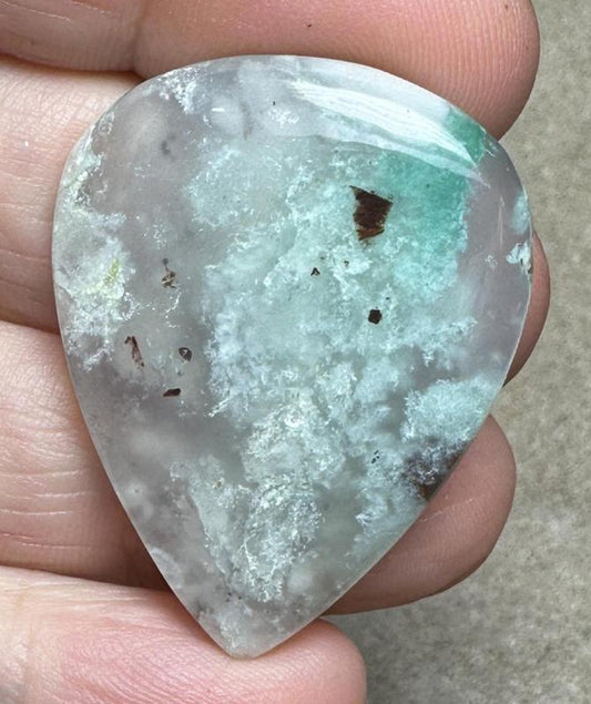 Teardrop 37x28mm Blue Green Chalcedony Cabochon 37