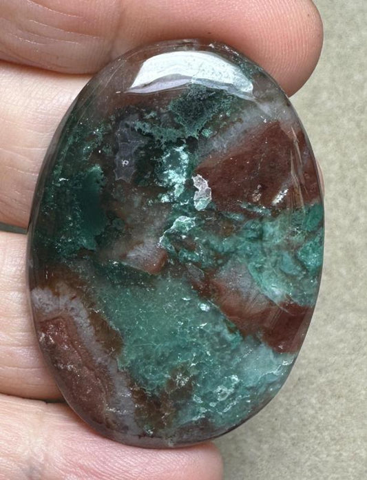 Oval 47x32mm Blue Green Chalcedony Cabochon 39