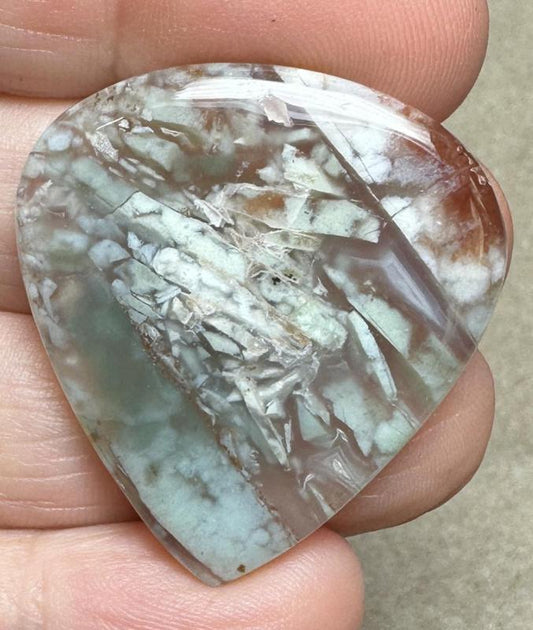 Teardrop 33x31mm Blue Green Chalcedony Cabochon 42