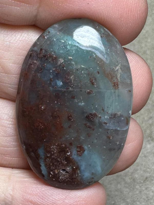 Oval 37x25mm Blue Green Chalcedony Cabochon 43
